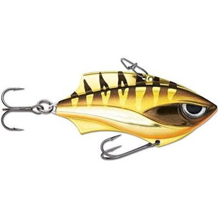 Rapala RapV Blade 5, 2 38 Oz, Vmc 6 And 8 Hooks, Metal Frame, Gold Chrome Tiger RVB05GCHT